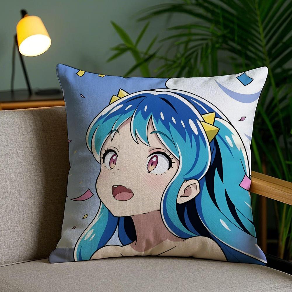 Anime Game U-Urusei Yatsura Cushion Cover Soft Short Plush Double-Sided Printing Home Decor Machine Washable Pillow Case Gift