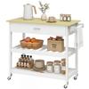 Carrello da Cucina con Contenitore, Isola da Cucina Mobile con Ampio Piano di Lavoro, Cassetto, 2 Ripiani Aperti, Portasciugamani, Bianco
