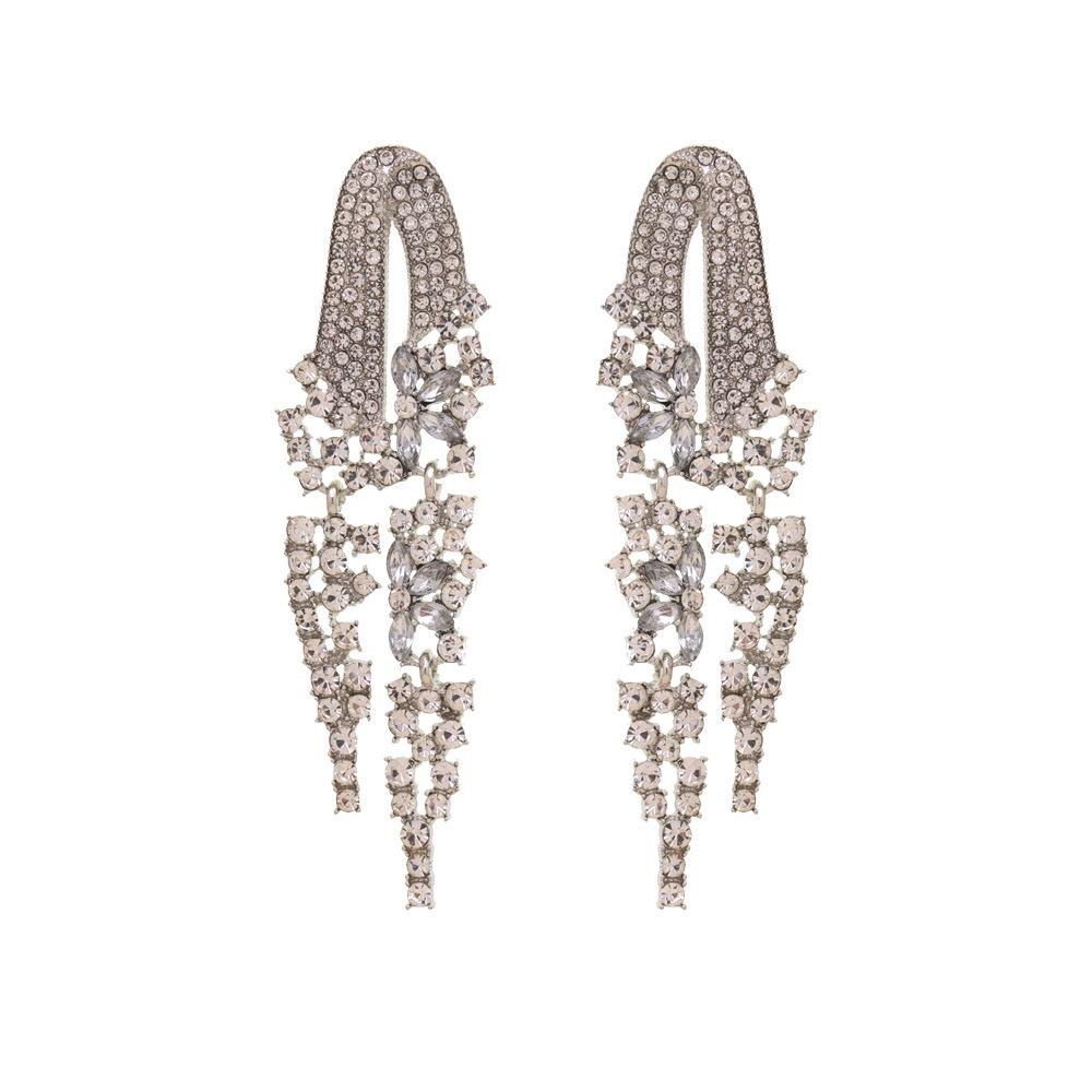 Luxury Colored Gem Tassel Earrings: High-End Diamond Long Dangle Earrings for Evening Gowns