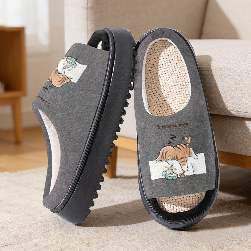 Animal Print Linen Cotton Slippers for Men & Women - Spring, Summer, Autumn Collection. 40-41