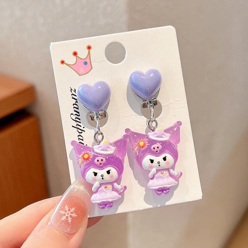 Children'S Ear-Free Ear Clips, Cute Girls' Pain-Free Earrings, Earrings, Cartoon Cartoon Girl Earrings, Jewelry.