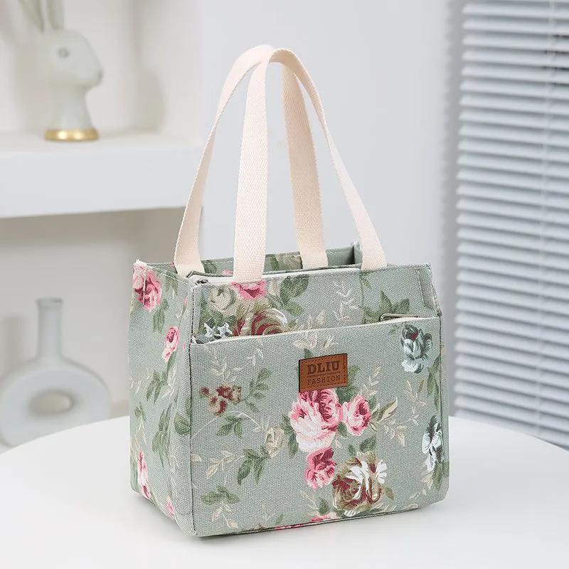 WTEMPO Large Capacity Insulated Handbags Hand-carried Lunch Bag for Work Oil-proof Lunch Box Bag Mommy Zipper Bags