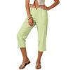 Pantaloni Corti da Donna a Righe Verticali Vita Alta Gamba Larga con Chiusura a Bottone e Tasche Laterali per l'Uso Quotidiano