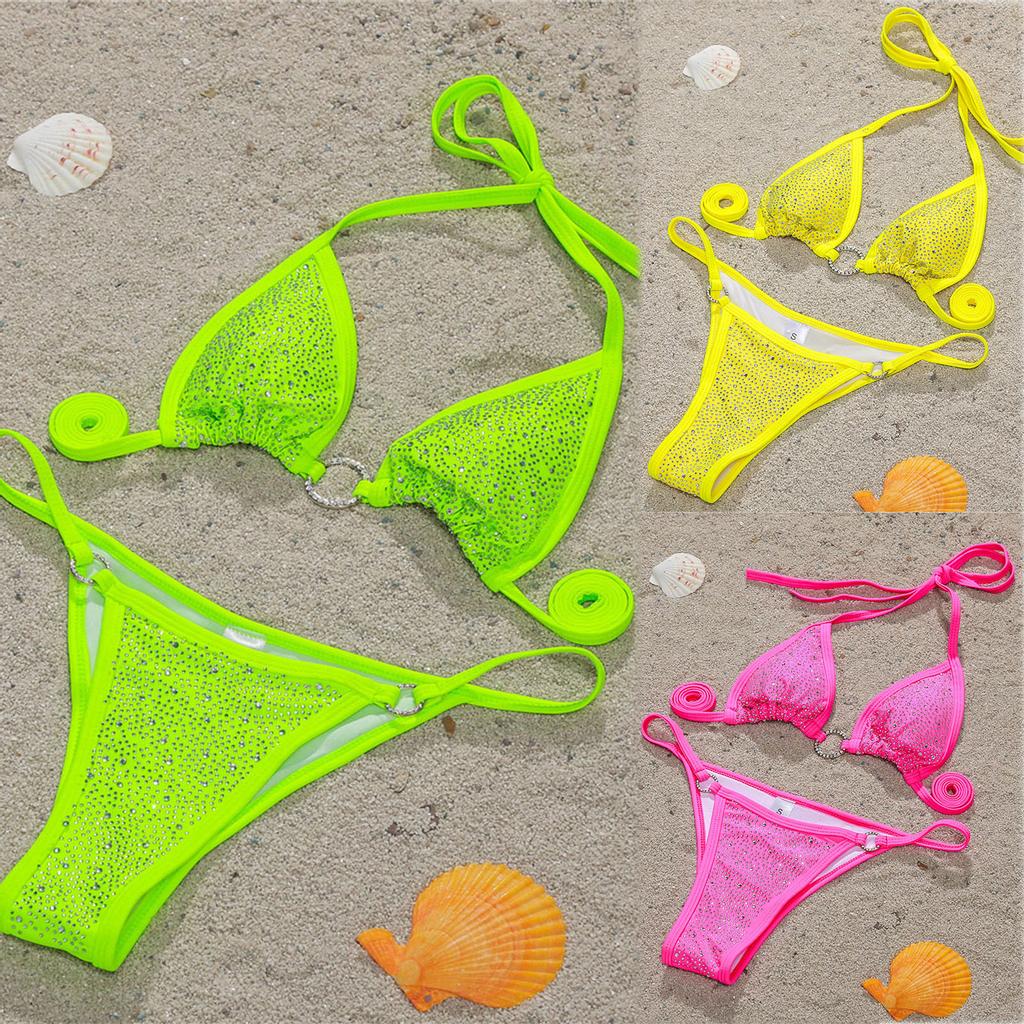 Sexy Bandage Bikini Diamond Women's Swimsuit Popular Split Swimwear