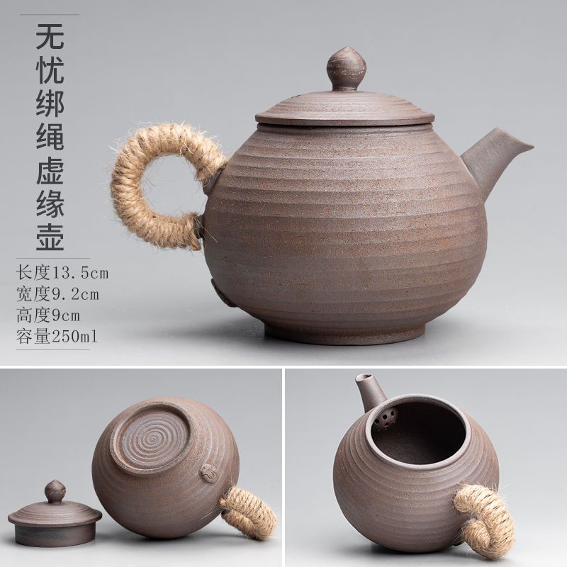 

Japanese-Style Handmade Teapot - Retro Coarse Pottery Stoneware, Portable Ceramic Teaset for Kungfu Tea