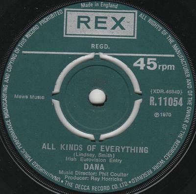 7inch Record DANA - All Kinds Of Everything R11054 Rex 1970 UK Pop Used