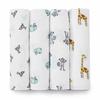 aden + anais Jungle Jam Swaddles, Set of 4, 120x120cm, Muslin Cotton Swaddles for Newborns, Perfect for Nighttime Crying, Baby Gift, SWADAB2026