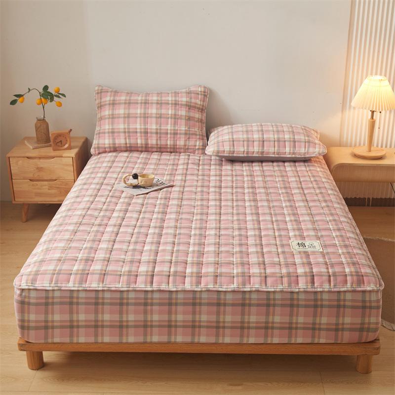 Small Fresh Style Warm Yarn-dyed Cotton Washed Cotton Bed Sheet Soy Quilted Bed Cover Simmons Protective Cover