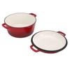 5QT Oven with 2QT Skillet Lid 2 in 1 Round Cast Iron Pot Dual Handles for Braising Stewing Frying Simmering