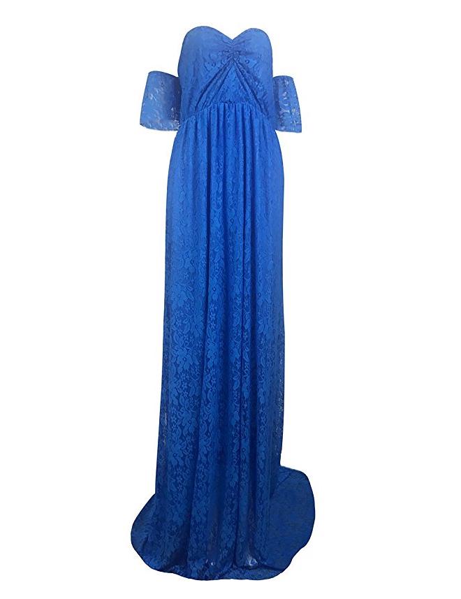 chinese dress ladies Turquoise Blue Satin Lace Maternity Dress XL