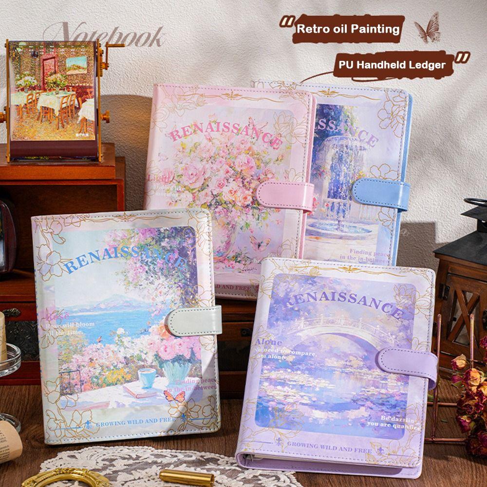 Retro Oil Painting Binder Notebooks A5 Student Notebook Trendy Refillable Notebook  for Student