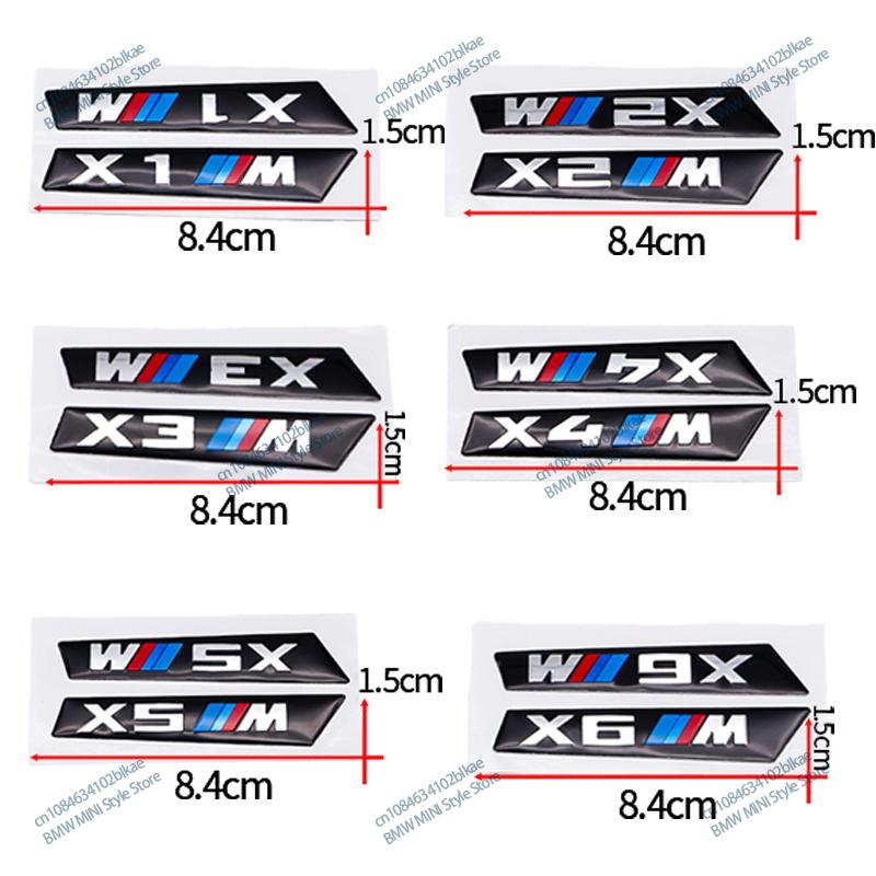 2Pcs Premium Fender Side Badge Emblem for BMW M Power X1 X2 X3 X4 X5 X6 Glossy Black Sticker Logo 6.8cm 8.4cm Car Styling Decor