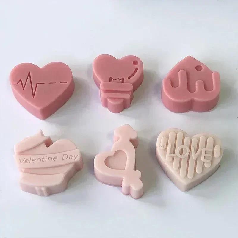 Pink Color Handmade Molds Creative 6-grid Multi Love Silicone Mold Romantic Valentine's Day DIY Chocolate Candy Molds Accessory