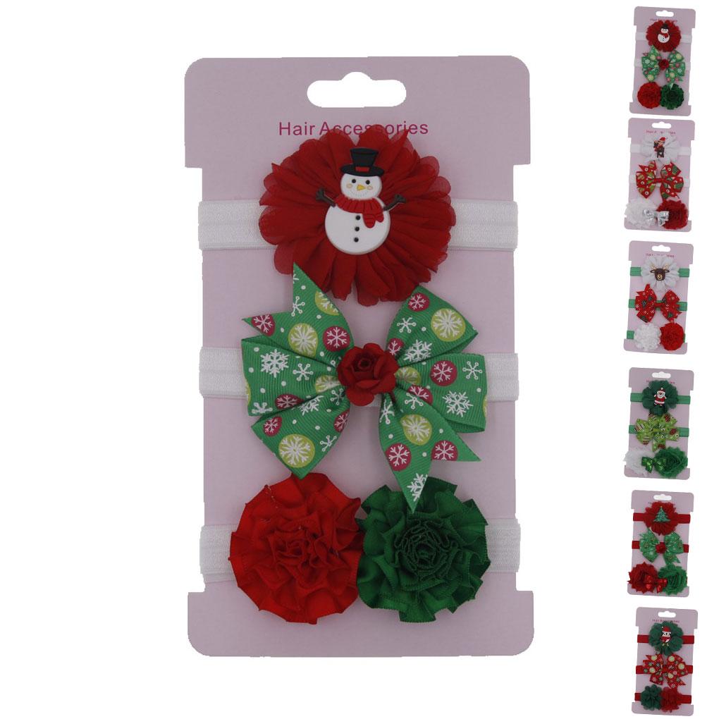 3-Piece Children Girl Hair Band Sets Xmas Headband Simple Kids Hair Ribbon Bowknot Christmas Hair Accessories