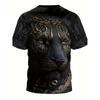 Camiseta Gráfica "Tigre" para Homens e Mulheres - Casual, Estilosa Estampa Animal 3D Manga Curta, Poliéster Streetwear|Estampa Animal Ousada|Tecido Elástico