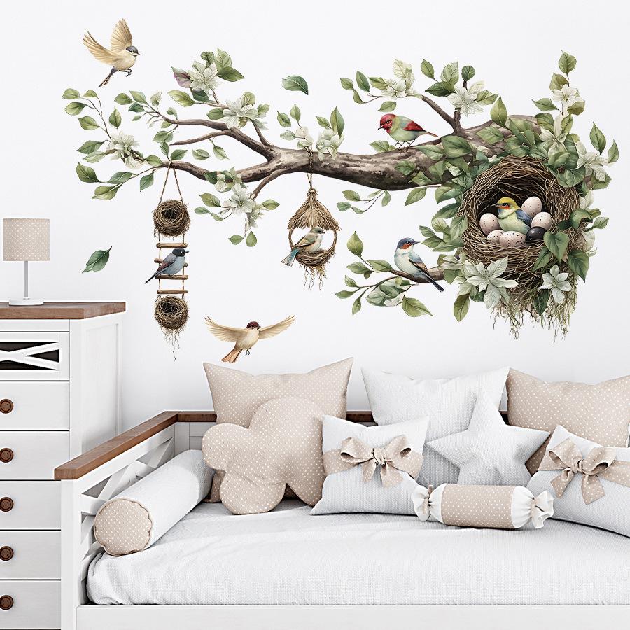Süßer Vogel & Ast Wandaufkleber Selbstklebende Wandmalerei Kunst Heimdeko für Wohnzimmer Schlafzimmer Arbeitszimmer