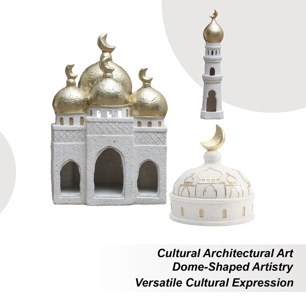 Handgefertigtes Harz-Moschee-Modell & Turm-Dekoration Ramadan-Schloss-Statue Dekorationen Miniatur-Moschee-Figuren für Wohnzimmer
