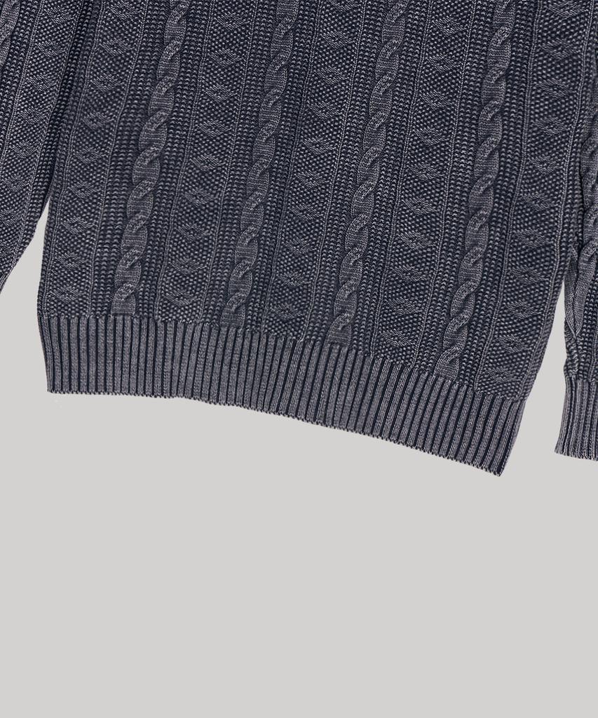 AT THE MOMENT Garment-Dyed Cotton Cable Knit_Charcoal