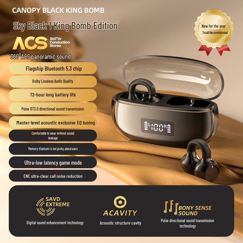 2025 New Wireless Ear Clip Bone Conduction Sports Bluetooth Earphones for Men and Women