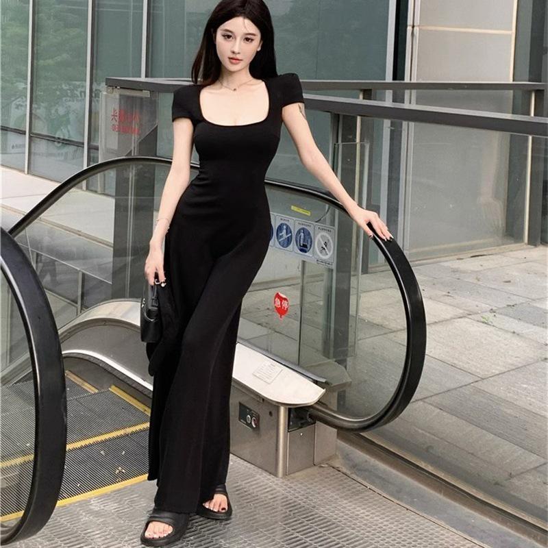 2025 French Petite Black Slimming Dress: High-End Waist-Hugging Summer Fashion for Women