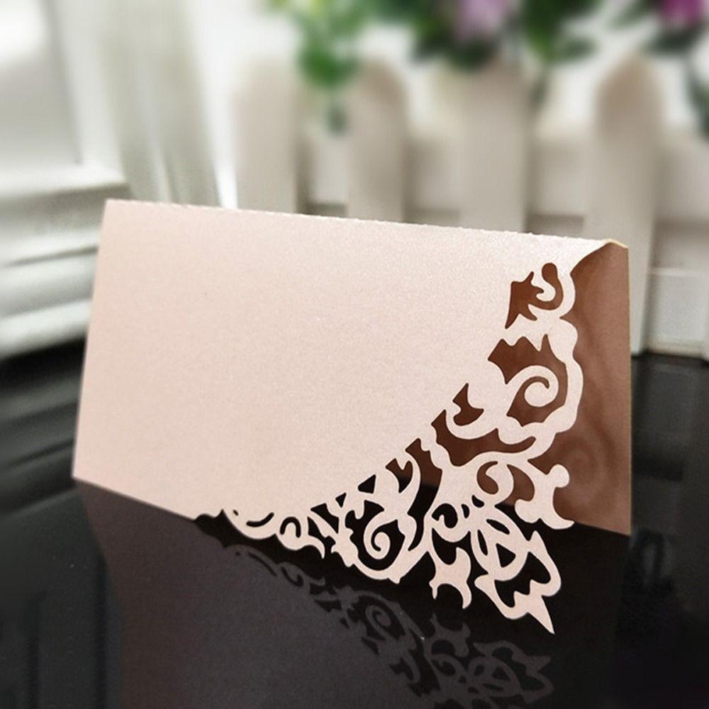 10pcs Laser Cut Wedding Table Place Cards Paper Number Name Card  Anniversary Celebration