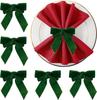 Christmas Napkin Rings Set of 6 Green Bow Design Velvet Napkin Rings for Birthday Parties Anniversary Dinner and Wedding Table DecorationAPTWOW