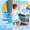 Scrivania e Sedia per Studio per Bambini con Altezza Regolabile, Contenitore, Cassetto, Blu