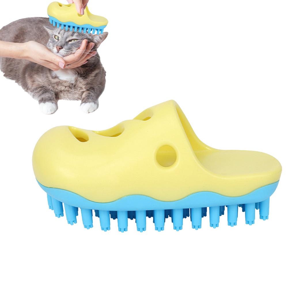 

Щетка для купания собак, уникальная резиновая щетка для купания собак в форме тапочка, принадлежности для купания собак, мягкая щетина, массажная щетка для купания домашних животных жёлтый