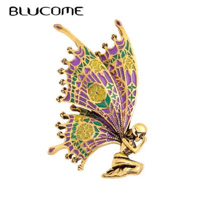 Vintage Alloy Angel Butterfly Wings Fairy Brooches For Women Brooch Enamel Anti-glare Pins Angel Designer Jewelry Gift