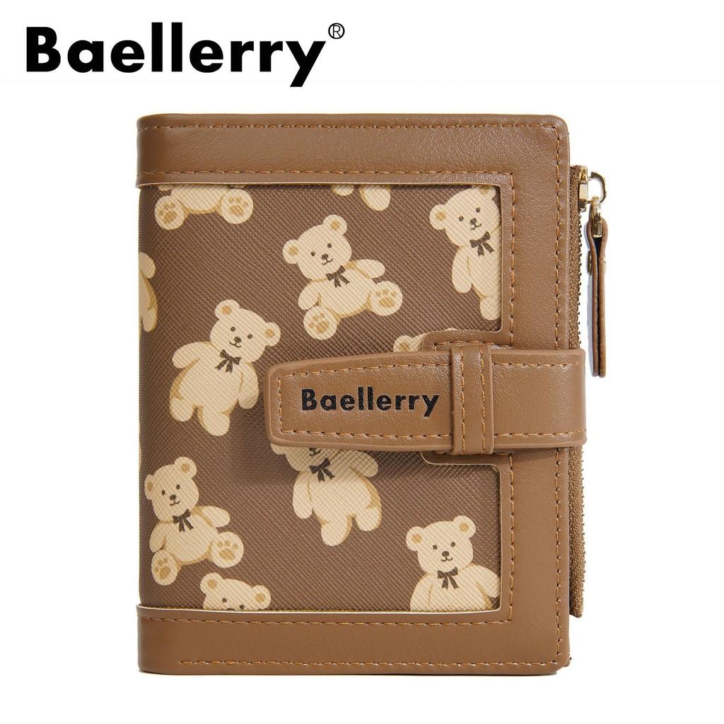 Baellerry Girl Short Wallet With Cartoon Bear Design And Coin Pocket For Daily Use