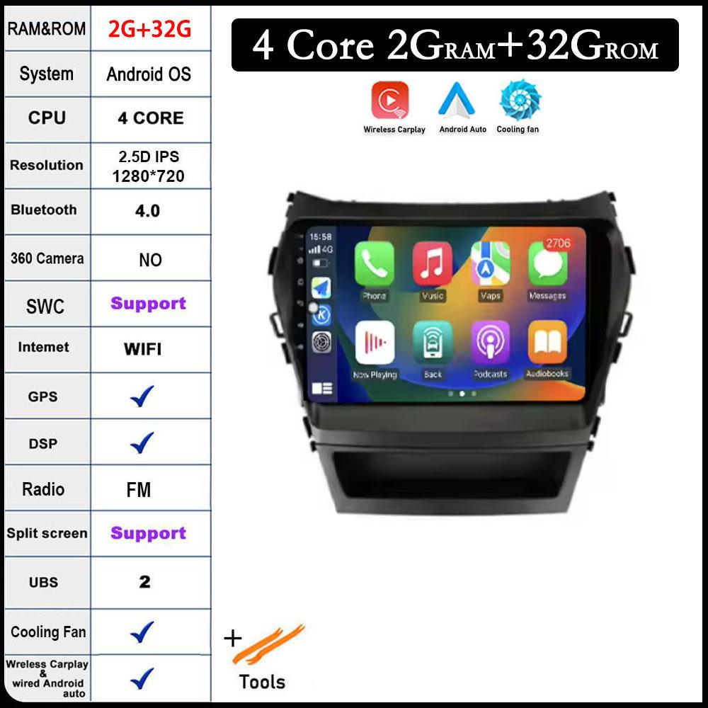 

9-дюймовый экран для Hyundai Santa Fe 3 Grand lX45 2012-2017 Car Carplay Видеоплеер GPS IPS Навигация Мультимедиа Стерео 4G LET