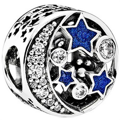 Bracelet Blue Transparent Shining Round String Mother'S Day Beaded Pendant Silver Plated Bracelet Bracelet Loose Beads