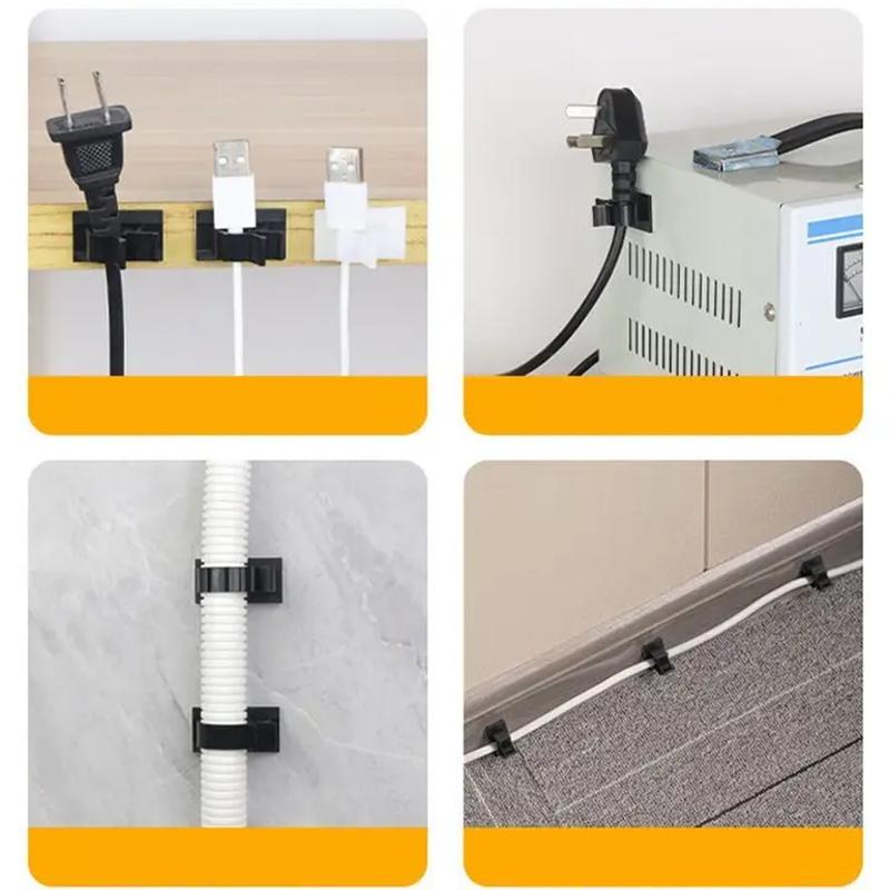 Cable Clips Adjustable Organizer Self Adhesive Mounts Cord Wire Clamps for Desktop Office Home Charger Tidy Solution