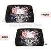 Vintage Grunge Gothic Skull Roses Floral Print Large Travel Makeup Bag Pouch Women Cosmetic Bags Leather Waterproof Toiletry Bag