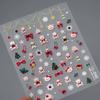 Cute Animals Bear Dog Cake Sweet Cherry Grid Bowknot Star Line Fruit Relief Self Adhesive Nail Art Stickers 5D Manicure Decals