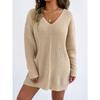 A Deep V-neck Sexy Casual Pullover Sweater for Women, A Base Layer for Autumn and Winter, A Dress Without A Belt