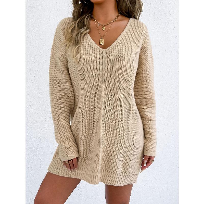 A Deep V-neck Sexy Casual Pullover Sweater for Women, A Base Layer for Autumn and Winter, A Dress Without A Belt