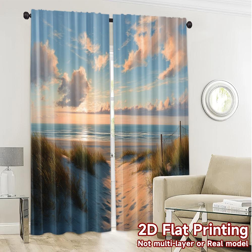2pcs   2D FLAT PRINTING Curtains (Without Rod) Sunset Dunes Popular Curtains Durable Polyester Curtains All Seasons Perfect for