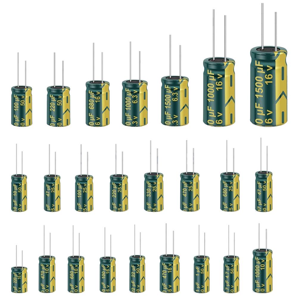 15 Values 225Pcs/set Variable Capacitors Assorted Kit High Frequency Low ESR Aluminum Capacitors Set with Storage Box