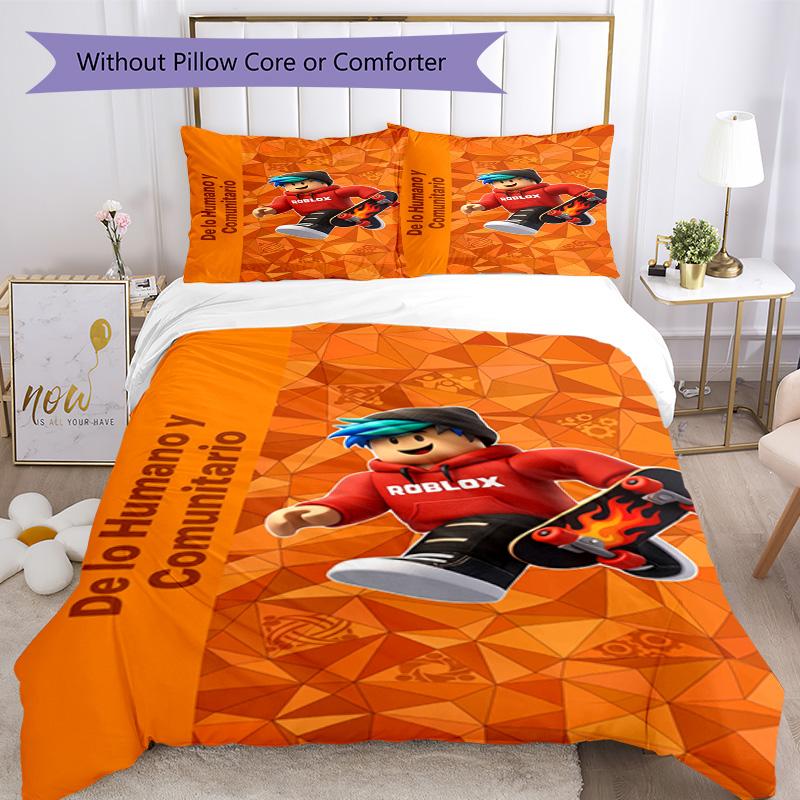 Roblox Bedding Set Breathable Duvet Cover with Pillowcases Decorative Bed Linen for Bedroom Home Decoration Birthday Gift