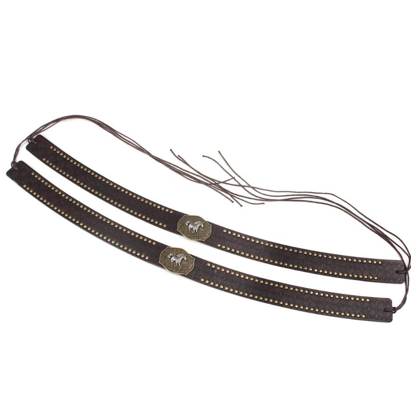 Adjustable PU Hat Band With Metal Rivet Studs Embossed Pattern For Western Costume And Everyday Wear Hat Decoration