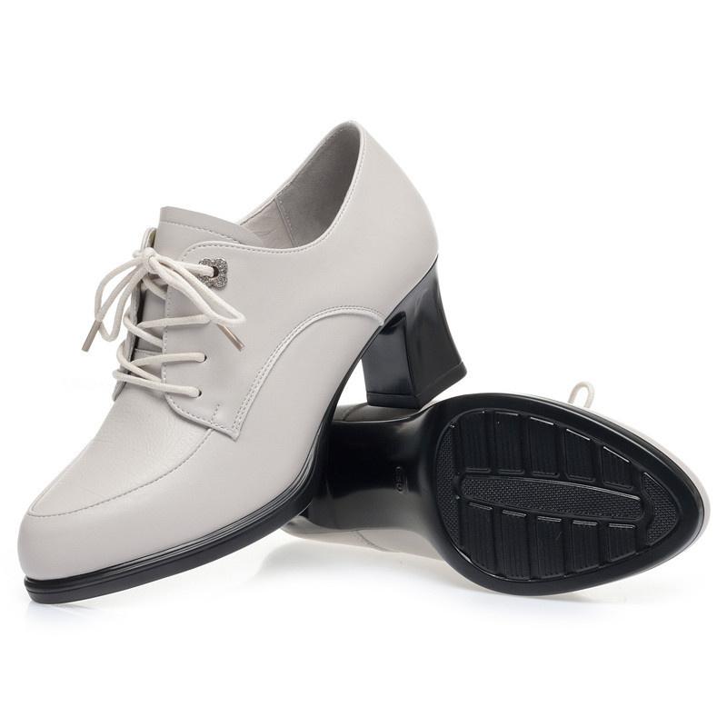 Fashion Spring Autumn Women's Pumps Fashion Deep Mouth Pumps Shoes Comfort Soft Leather Lace up Single Shoes Mother High Heels Shoes