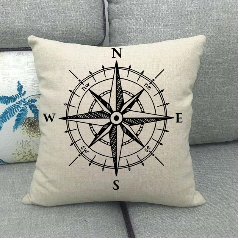 Nautical Elements: Rudder And Compass Digital Printing Short Plush Pillow Covers For Car Sofa Office Cushion Cover Home Goods