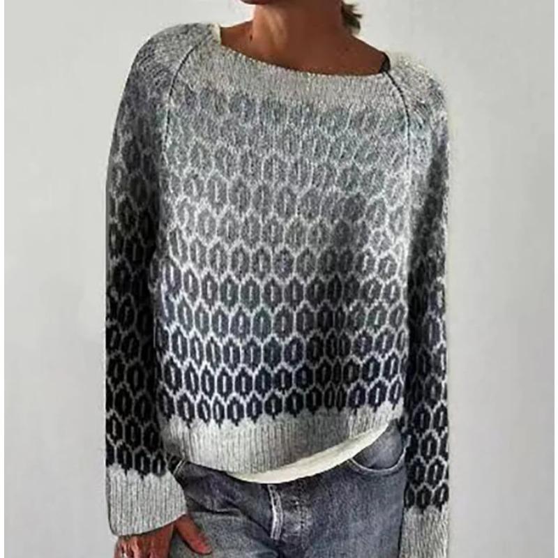 2025 Frühling Gestrickter Damenpullover Druck O-Ausschnitt Langarm Lässig Locker Pullover Damen Winter Elegant Trendige Damenkleidung