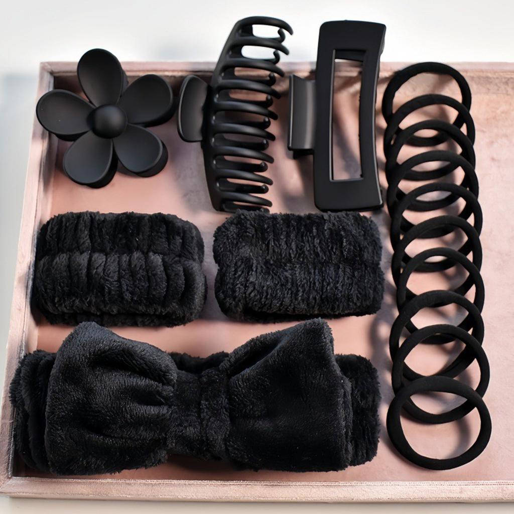 16 Piece Skincare Headband Set, Suitable for Face Washing, Hydrotherapy, and Makeup, Including 1 Headband, Wristband, 3 Hair Cli