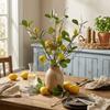 Plastic Artificial Lemon Branch with Flower Green Leaves Simulated Fruit Tree Realistic Faux Lemon Fake Floral Decor