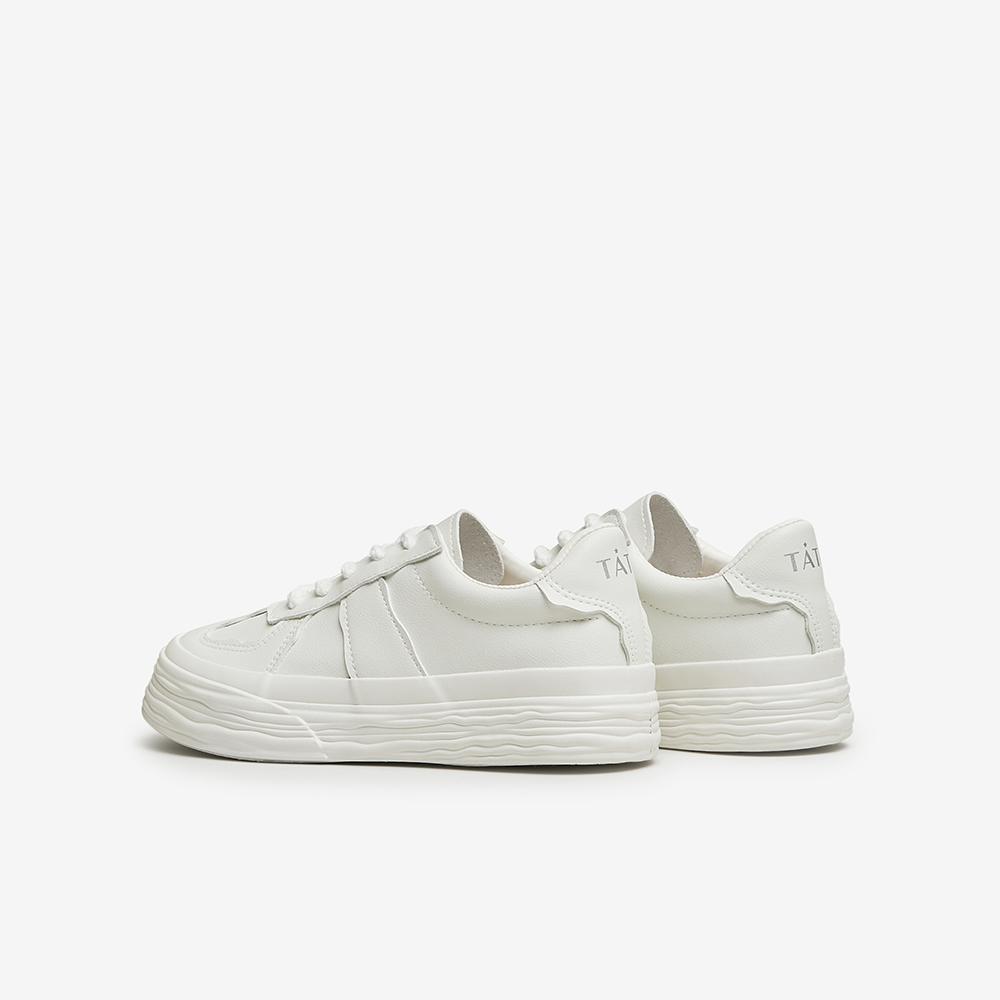 Tata/her 2025 spring fashion casual versatile thick soled lace up white shoes