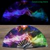 1Pc UV Ink Printing Fluorescent Effect Cloth Fan Kung Fu Fan Bamboo Bone Folding Loud Fan
