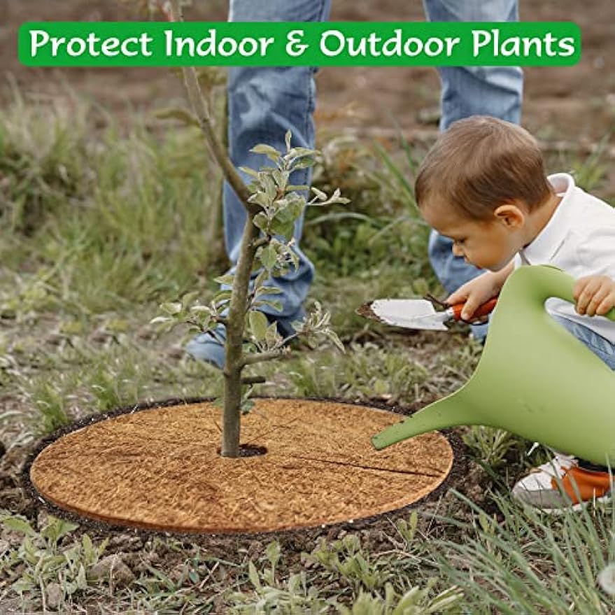 3Pcs Coconut Fibers Mulch Ring Tree Protector Mat Plant Cover Mulch Mat Weed Mats Coco Coir Mulch Ring for Indoor Outdoor Trees, Tree Plant Ring Mats