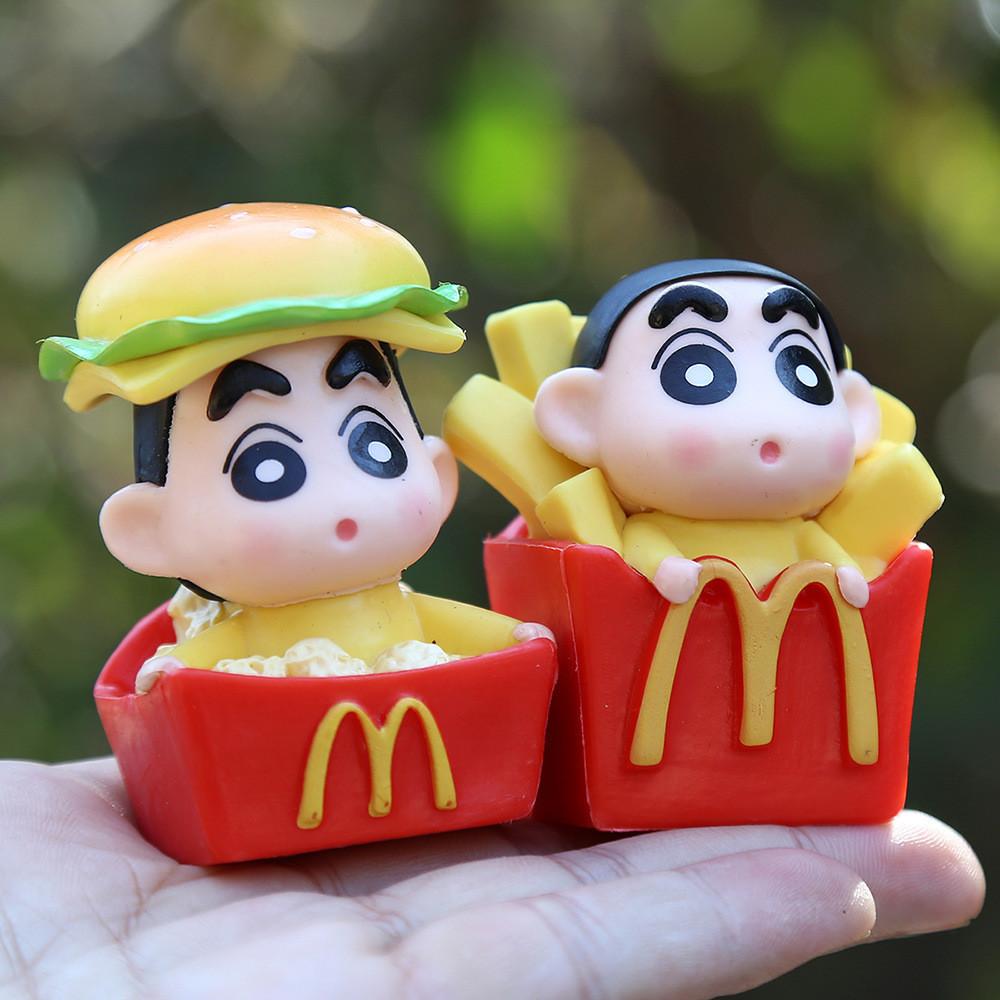 French Crayon Shinchan Fries Hamburg Toy Model Ornaments  Children Art Toy